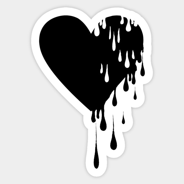 Bleeding Black Heart - Heart - Sticker | TeePublic